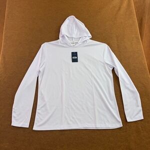 Performance Sports Mens 2XL White MS908 Long Sleeve Active Sun Hoodie Shirt NWT